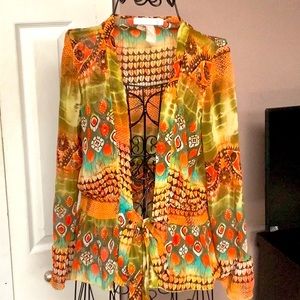 Chiffon overlay shirt,  perfect to wear over a tank , bodysuit or camisole.